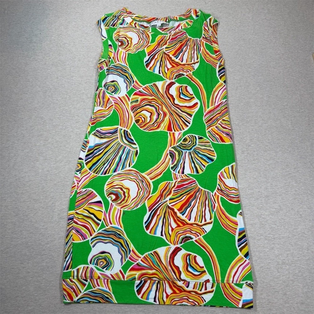 Trina Turk Dress Womens Size S Green‎ Multicolor Abstract Shift Knee Length